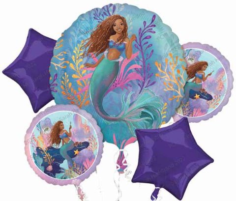 Bouquet De 5 Ballons Mylar - Sirene Princesse Party Shop