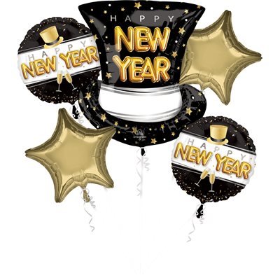 Bouquet De 5 Mylar - Happy New YearParty Shop