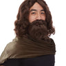 WESTBAY - Brown biblical wig and beard set for men – Religious or historical costume accessory - Party Shop