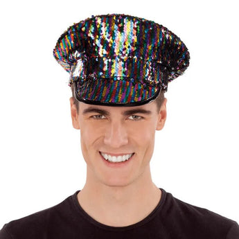 Caquette policier Adulte - Paillettes Colorées Party Shop