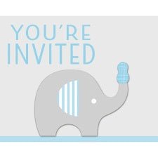 Carte D'Invitation - Éléphant Bleu Party Shop