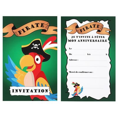 Cartes D'Invitations (6) - Pirate Party Shop