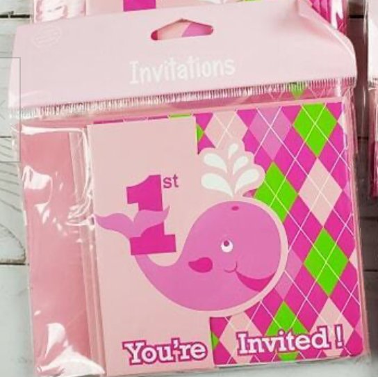 Cartes D'Invitations (8) - "1St Birthday" Baleine Party Shop