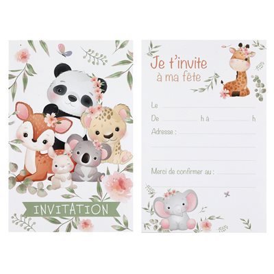 Cartons d'invitation (6) - Animaux de la jungle explorateur Party Shop