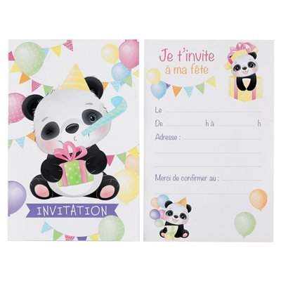 Cartons d'invitation (6) - Panda Party Shop