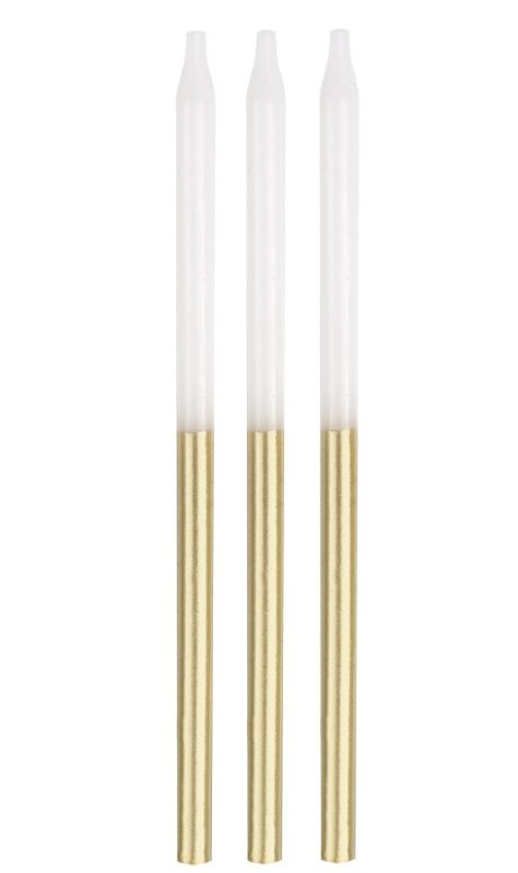 Chandelle 5" (12) - Or Et Blanc Party Shop