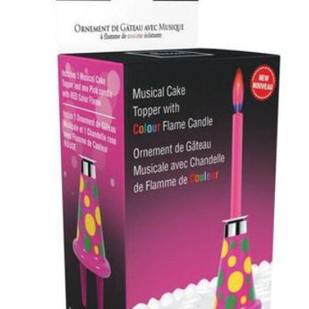 Chandelle De Fête Musicale Avec Flamme De Couleur - Rose Party Shop