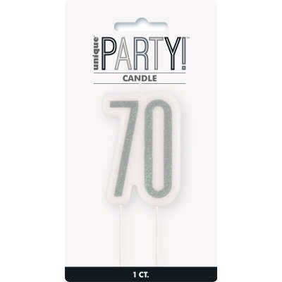 Chandelle Scintillante Argent - 70 Ans Party Shop