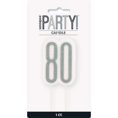 Chandelle Scintillante Argent - 80 Ans Party Shop