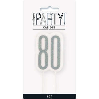 Chandelle Scintillante Argent - 80 Ans Party Shop