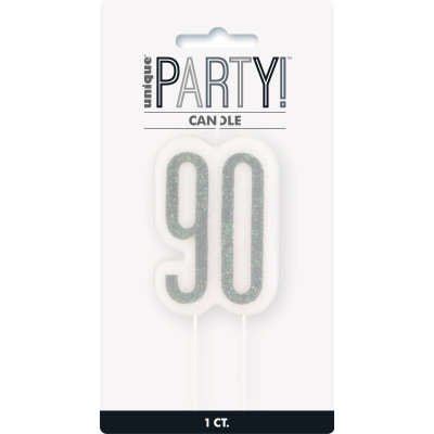 Chandelle Scintillante Argent - 90 Ans Party Shop