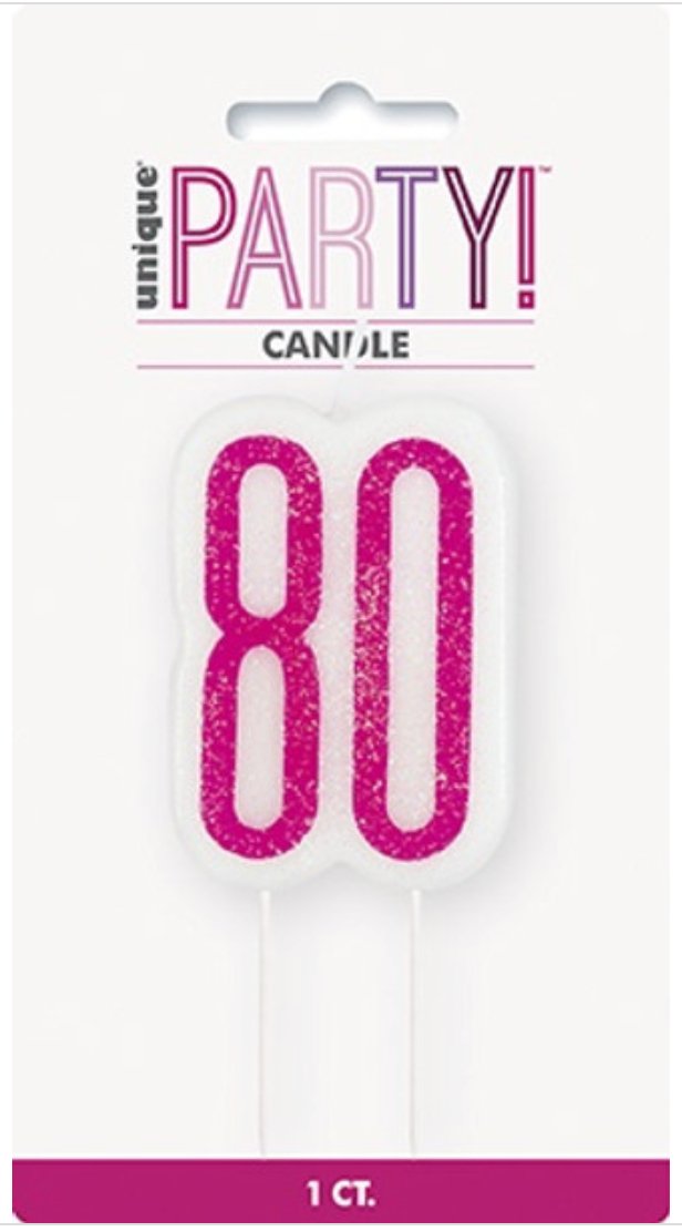 Chandelle Scintillante Rose - 80 Ans Party Shop