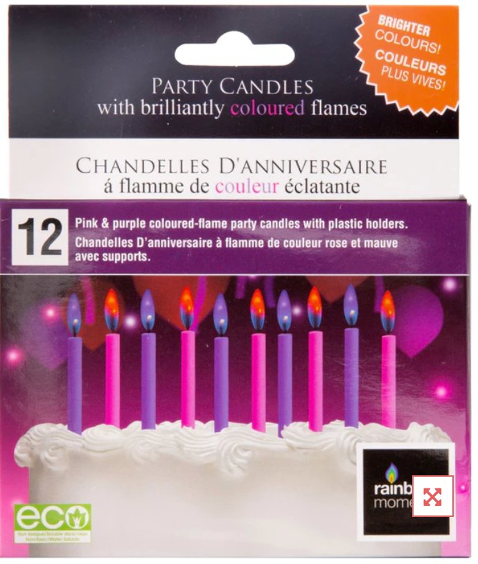 Chandelles À Flammes De Couleurs (12) - Rose & Mauve Party Shop