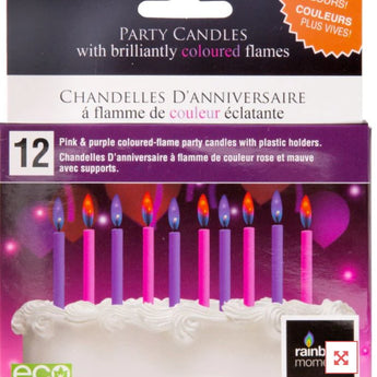 Chandelles À Flammes De Couleurs (12) - Rose & Mauve Party Shop