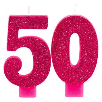 Chandelles D'Anniversaire Rose Scintillant - 50 Ans Party Shop