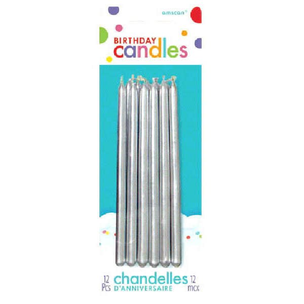 Chandelles D'Anniversaires 5" (12) - Argent Party Shop