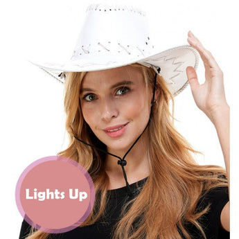 Chapeau Adulte Cowboy Blanc lumineux au néon Party Shop