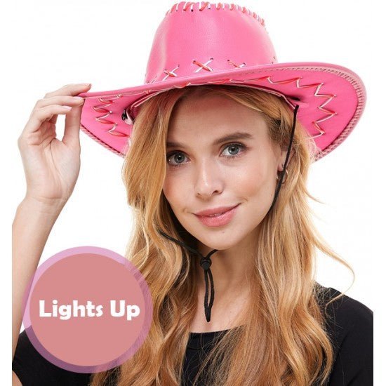 Chapeau Adulte Cowboy Rose lumineux au néon Party Shop