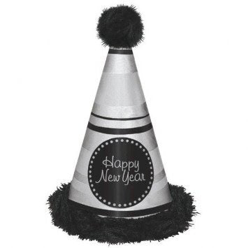 Chapeau Cône Deluxe Argent Avec Bordure Marabou Party Shop