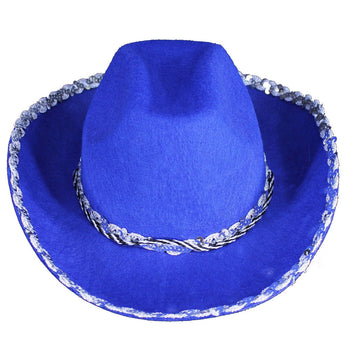 Chapeau cowboy bleu avec paillettes Party Shop