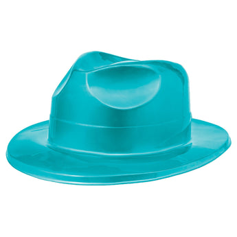 Chapeau Fedora En Plastique - Turquoise Party Shop