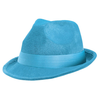 Chapeau Fedora En Velour - Bleu Pâle Party Shop