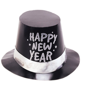 Chapeau Happy New Year Noir Argent - Party Shop