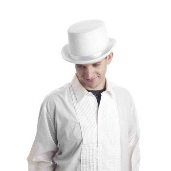 Chapeau Haut De Forme Deluxe Blanc Party Shop