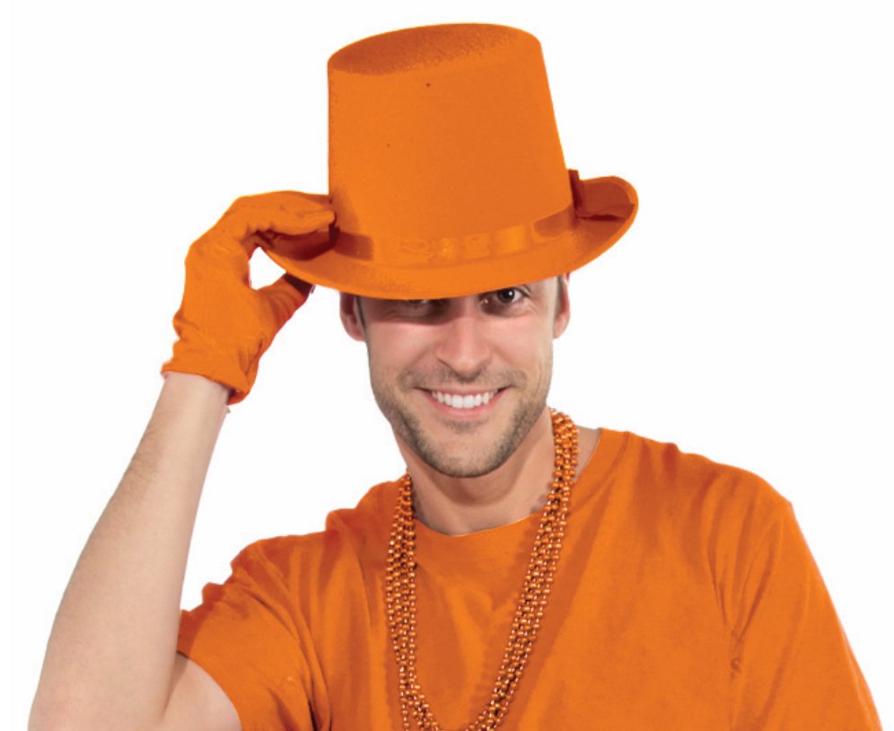 Chapeau Haut De Forme Deluxe Orange Party Shop