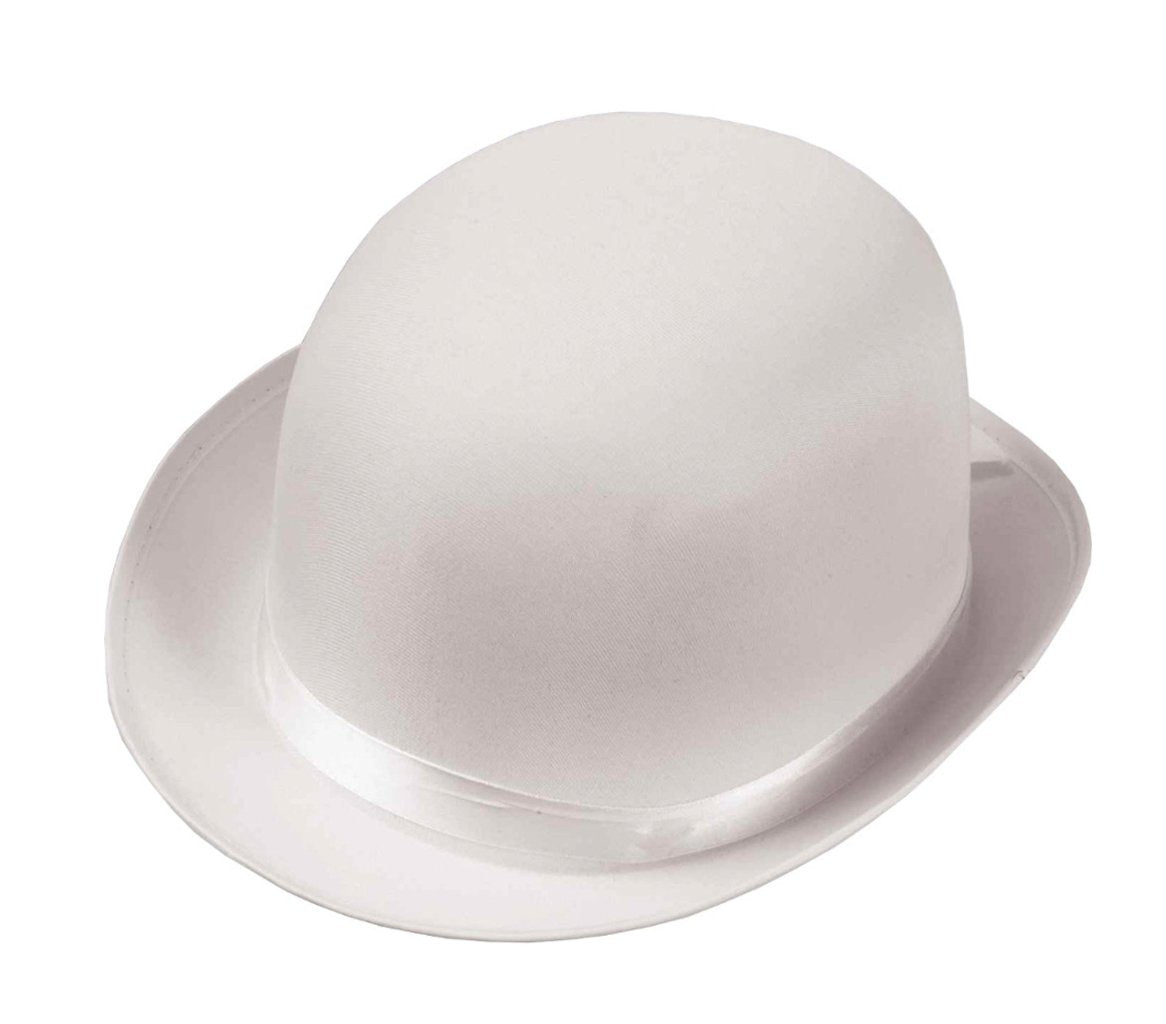 Chapeau Melon Deluxe En Satin Blanc Party Shop