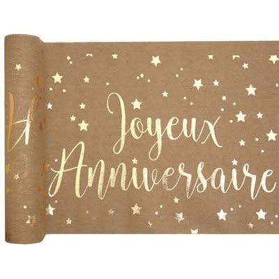 Chemin De Table Joyeux Anniversaire Métallisé Kraft Rouleau 118Po Party Shop