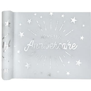 Santex - Chemin De Table Argent - Joyeux Anniversaire - Party Shop