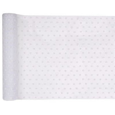 Santex - Chemin De Table Blanc à Pois Argent - Party Shop
