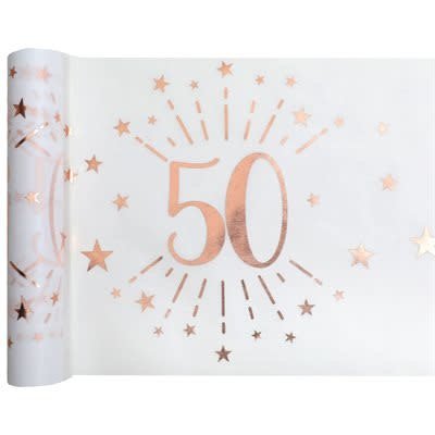 Chemin De Table Rose Gold 50 Ans Rouleau 196Po Party Shop