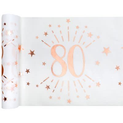 Chemin De Table Rose Gold 80 Ans Rouleau 196Po Party Shop