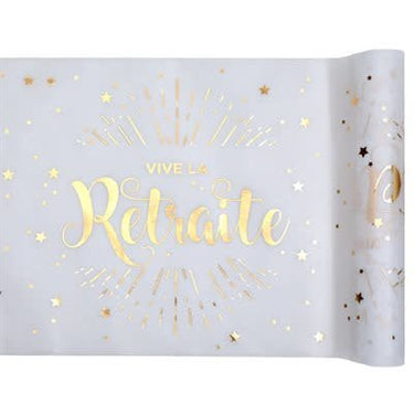 Santex - Chemin De Table Blanc et Or - Vive La Retraite - Party Shop