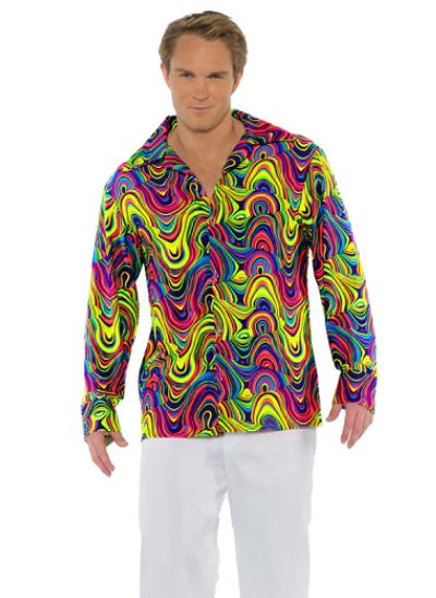 Chemise Blacklight Années 70 Party Shop