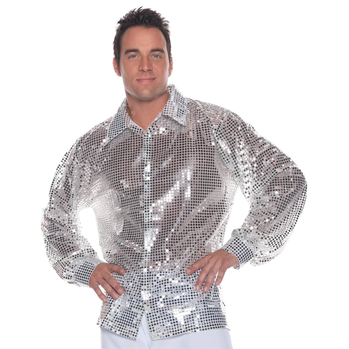 Chemise Disco Argent Avec SequinParty Shop