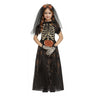 Child Bones Bride costume with 3D EVA skeleton bodice, veil with skull headband, and lace gloves – Perfect for Halloween and spooky parties. - Funworld - Party Shop
