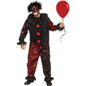 Chrome Clown adult costume with metallic jumpsuit, creepy full mask, and ruffled collar – perfect for Halloween or gothic circus horror themes. - FunWorld -Party Shop