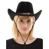 KBW Global - Classic black cowboy hat with bull emblem and adjustable chin strap – perfect for rodeos, country concerts, Western parties, costumes and Halloween – Party Shop