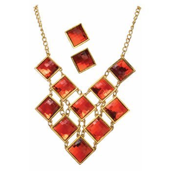 Collier Et Boucles D'Oreilles Rubies - Années 20Party Shop