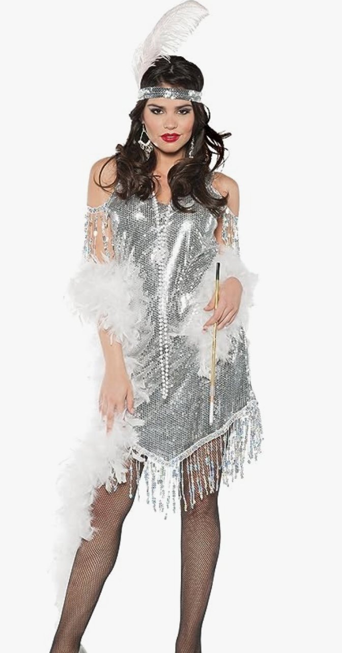 Costume Adulte - Robe Flapper Argent Party Shop