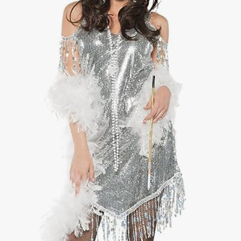 Costume Adulte - Robe Flapper Argent Party Shop