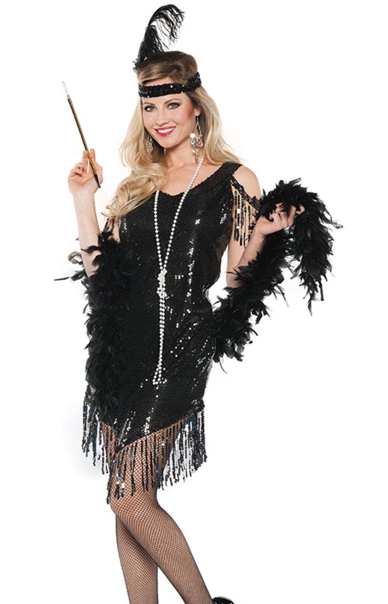 Costume Adulte - Robe Flapper Noir Party Shop