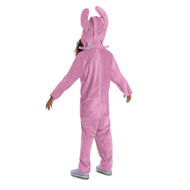 Angel Stitch kids costume – pink hooded jumpsuit with character face and antennas – perfect for Halloween, cosplay, or Disney-themed party - Disguise - Party Shop
