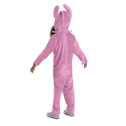 Angel Stitch kids costume – pink hooded jumpsuit with character face and antennas – perfect for Halloween, cosplay, or Disney-themed party - Disguise - Party Shop