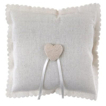 Coussin Coeur Blanc 15 X 15 Cm Party Shop