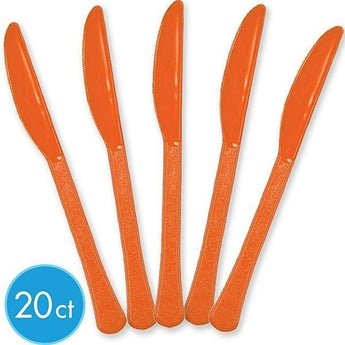 Couteaux De Plastique Premium (20) - Orange Party Shop