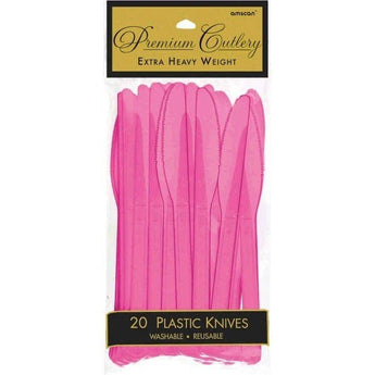 Couteaux De Plastique Premium (20) - Rose Foncé - Party Shop